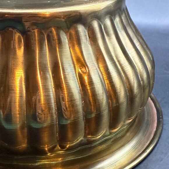 Vtg Hollywood Regency Brass Planter Fluted Gadrooned Round Cachepot Bowl - Picture 5 of 5